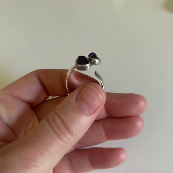 Lillly Barrack Multi Stone Amethyst Wideband Ring- Adjustable- Sterling Silver - Picture 5 of 8